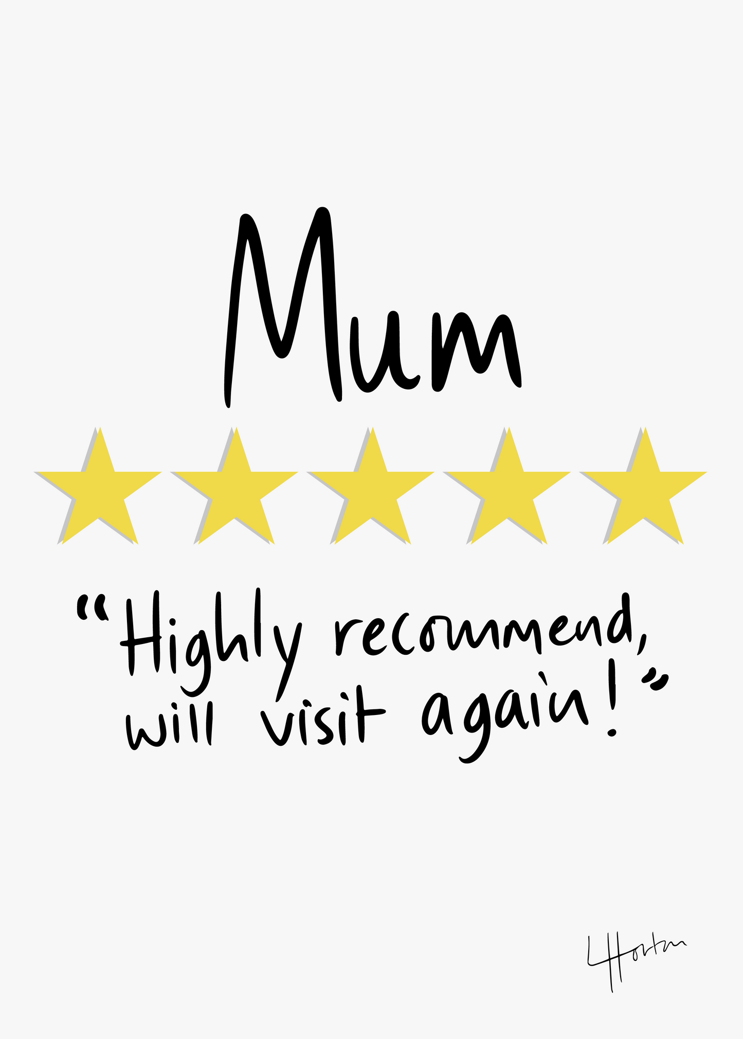 Personalised 5 STAR Mum with Custom Message (Premium Printed Physical Copy)