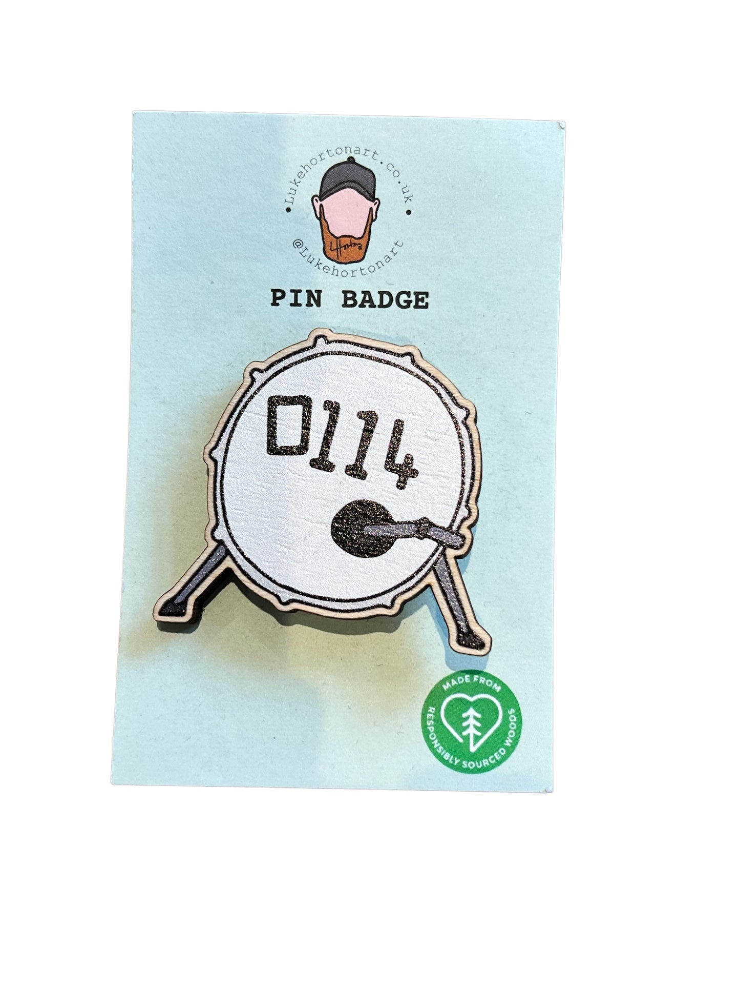 0114 Drum - ECO Pin Badge - LukeHorton Art