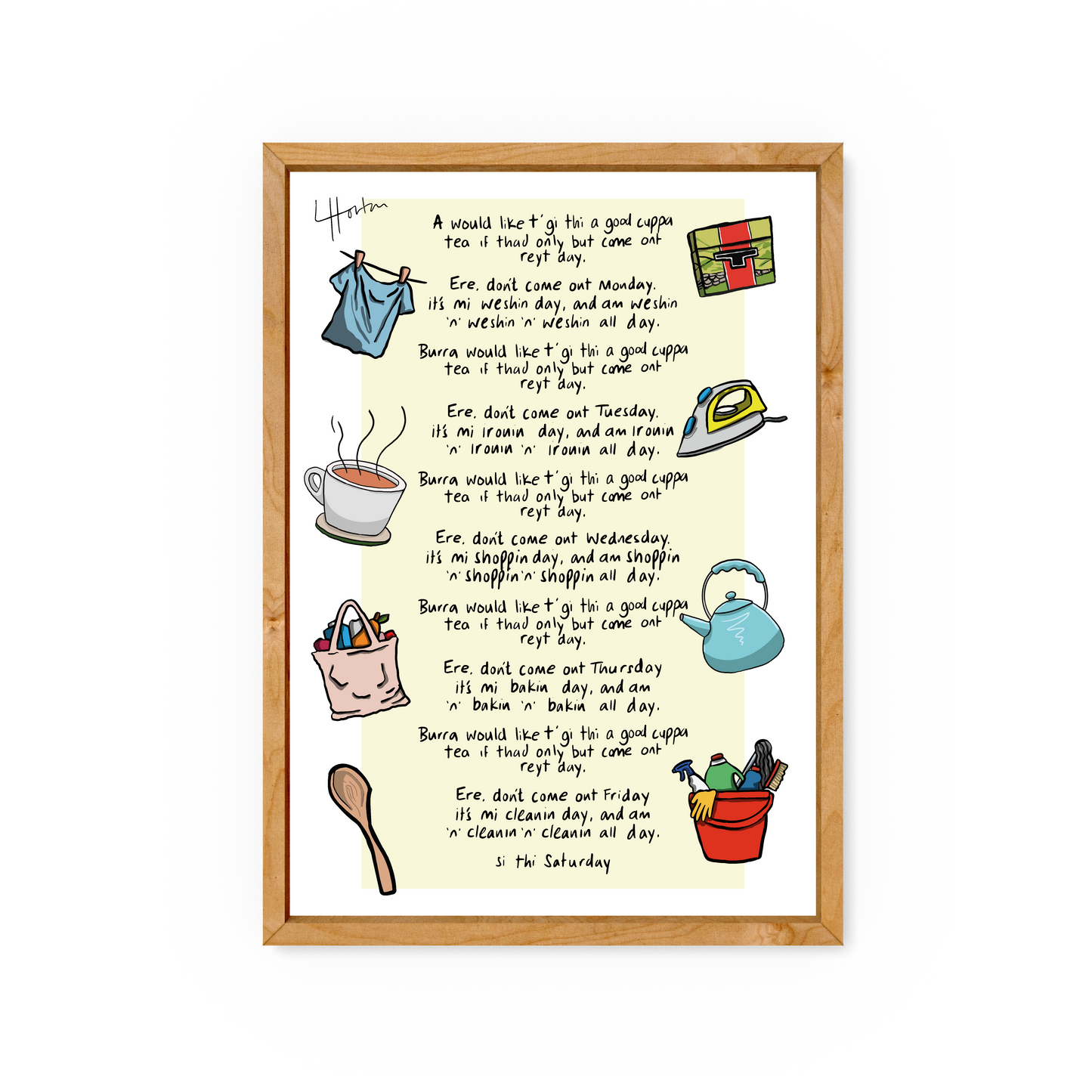 Nice Cuppa Poem - Yorkshire Slang Print - Luke Horton