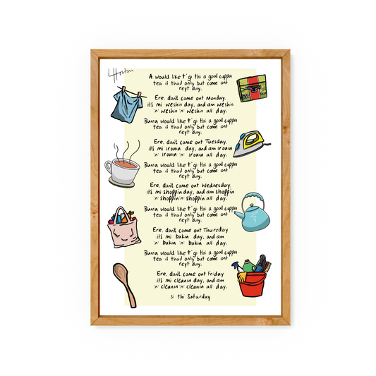 Nice Cuppa Poem - Yorkshire Slang Print - Luke Horton